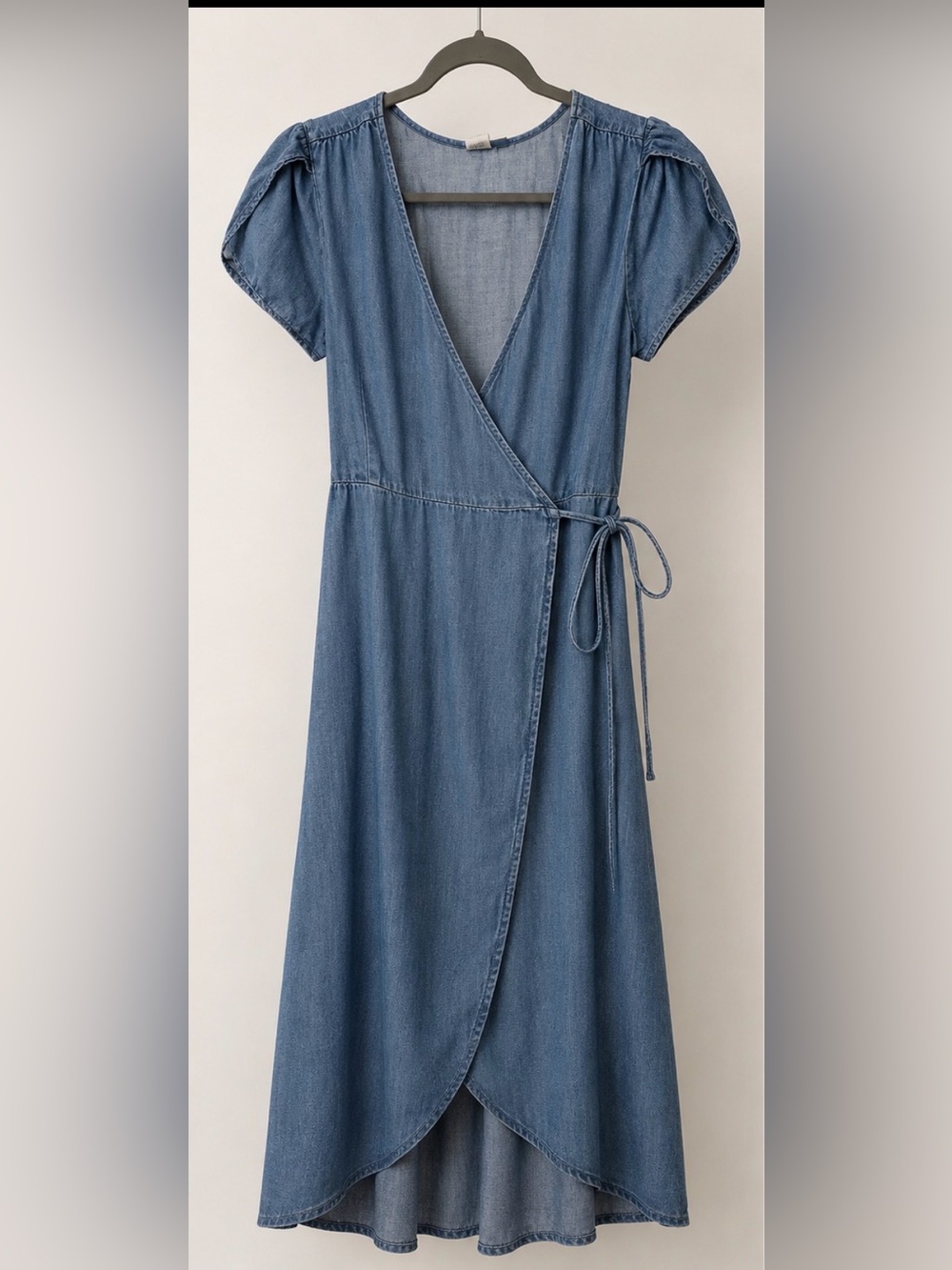 GAP Blue Denim Wrap Midi Dress